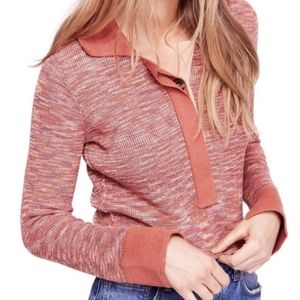 Free People- peachy long sleeve Henley